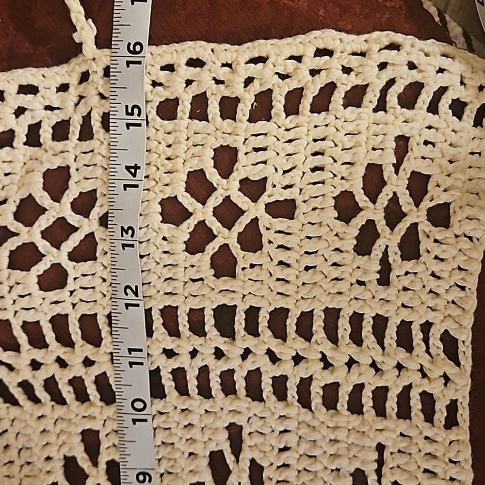 Hand Crafted Crochet Crop-Top Handmade Floral pattern Swim cover-up Cream #752 - Picture 17 of 17